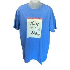 Gildan Graphic Tee Shirt Legal Pad Kay Day Heart Graphic Crew Neck Blue Large